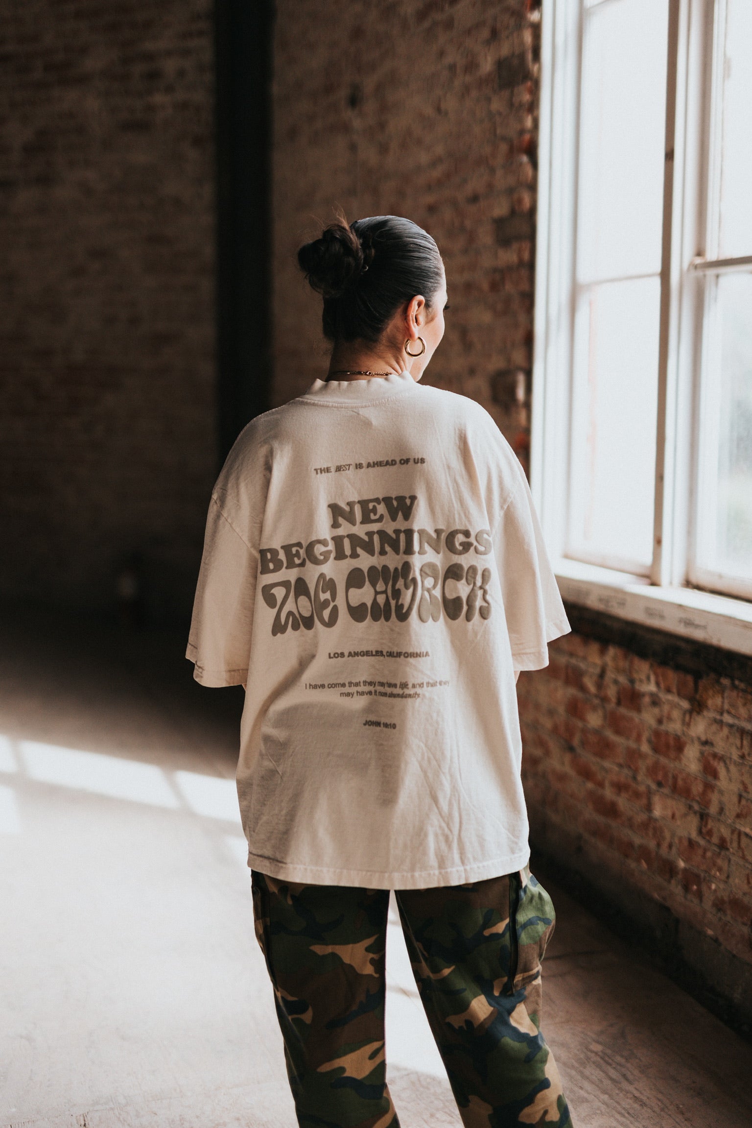 New Beginnings - Mock Neck Tee - Creme