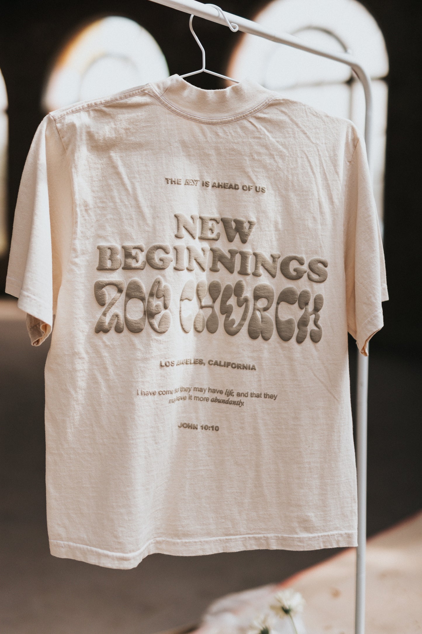 New Beginnings - Mock Neck Tee - Creme
