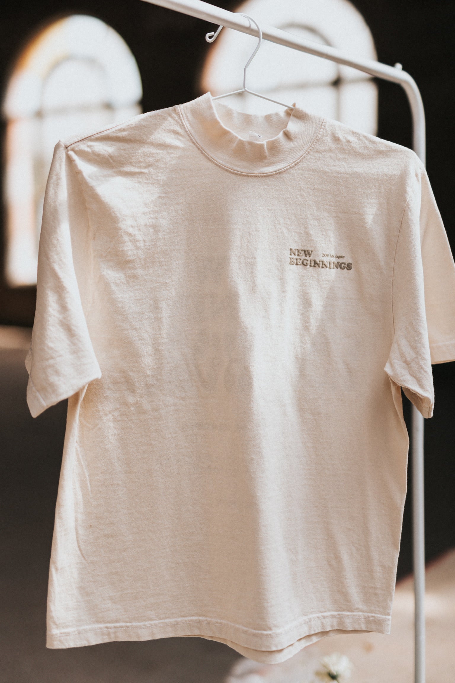 New Beginnings - Mock Neck Tee - Creme