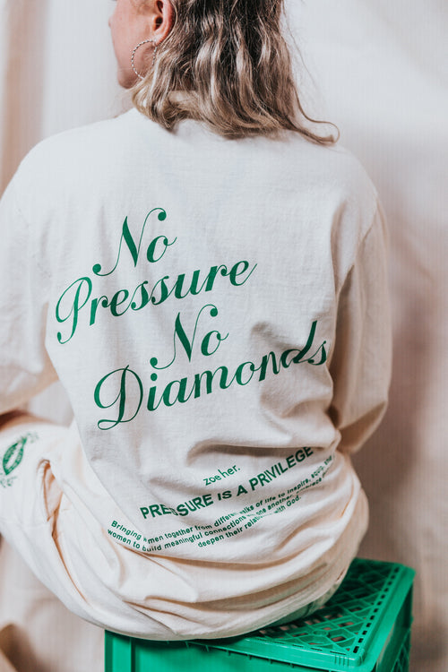 23' SZN 2 HER - No Pressure No Diamonds - LS Shirt - Ivory